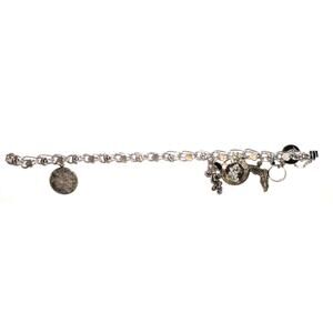 Vintage Sterling Silver Heart Flower Charm Bracelet with Charms 8 inches